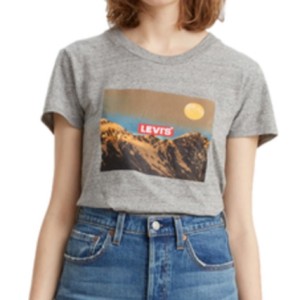 NWT Levi's Women’s Gray Graphic Surf Mountains Tee